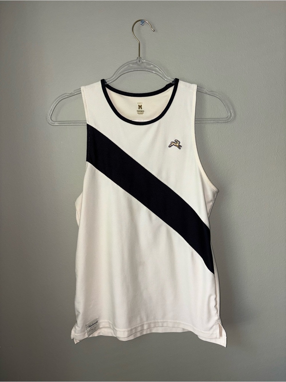 Tracksmith Women’s White Tank with Black Diagonal Stripe